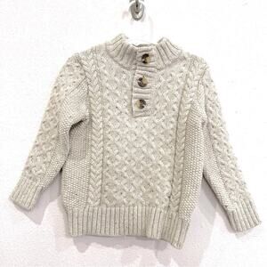 Cat & Jack Oatmeal Cable Knit Pullover 3 Button Henley Pullover Sweater Size 4T